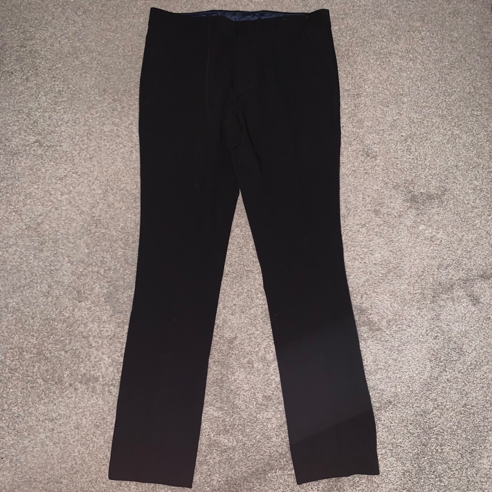Egara Mens Black Stretch Dress Pants Flat Front Trousers 29x30